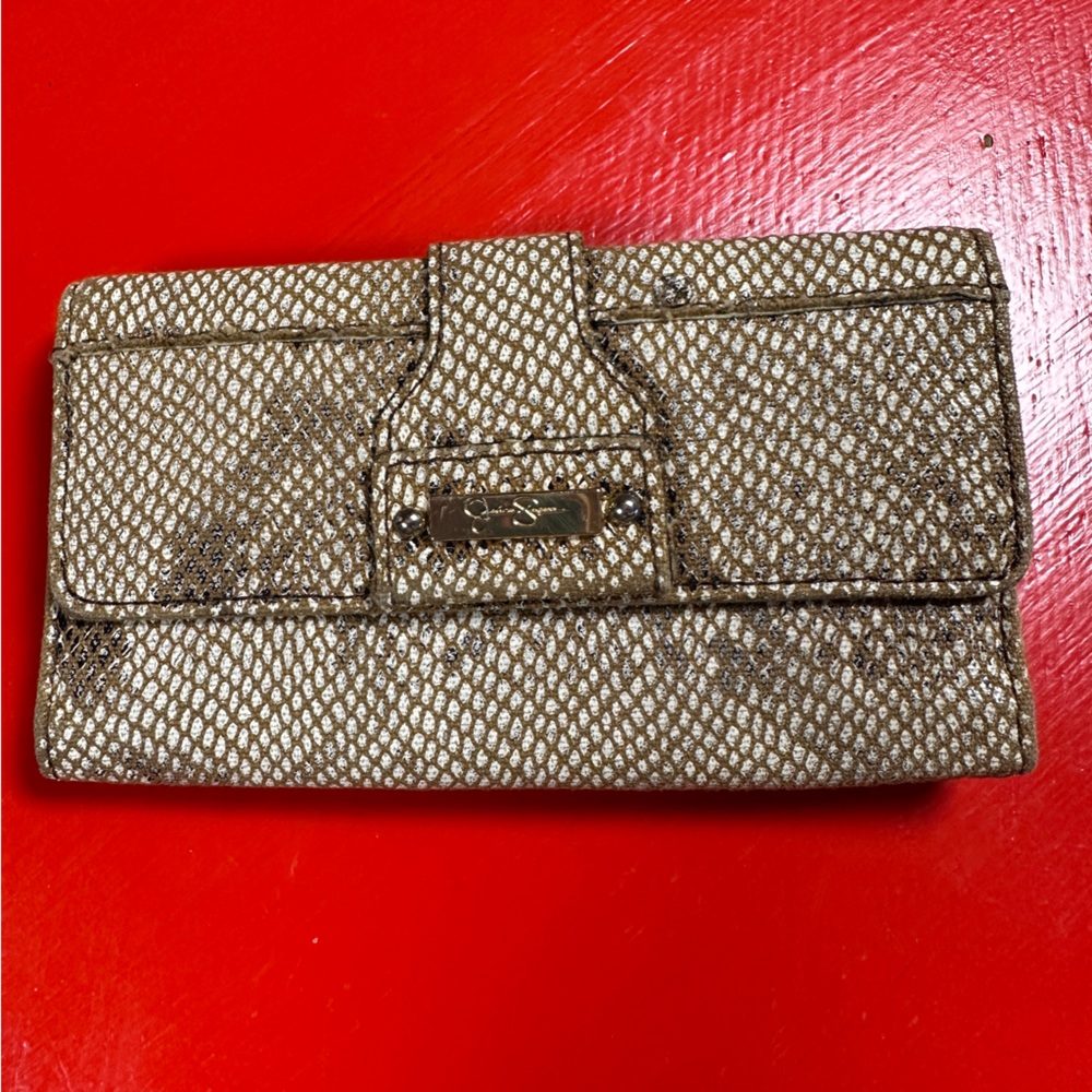 JESSICA SIMPSON ANIMAL SNAKE PRINT TRIFOLD WALLET COIN ZIPPER CARD HOLDER